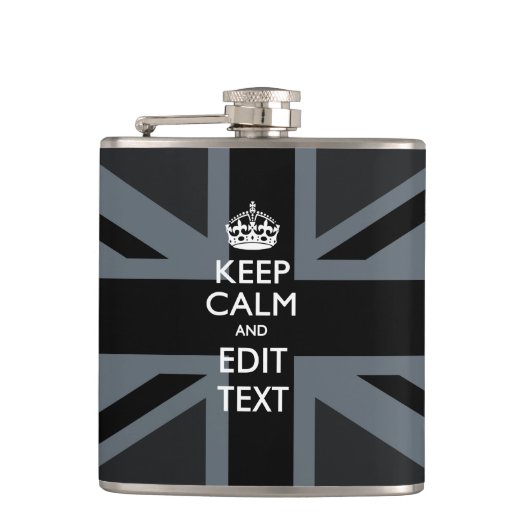 黒はっきりした黒の保Calm Your Text Union Jack フラスク (正面)