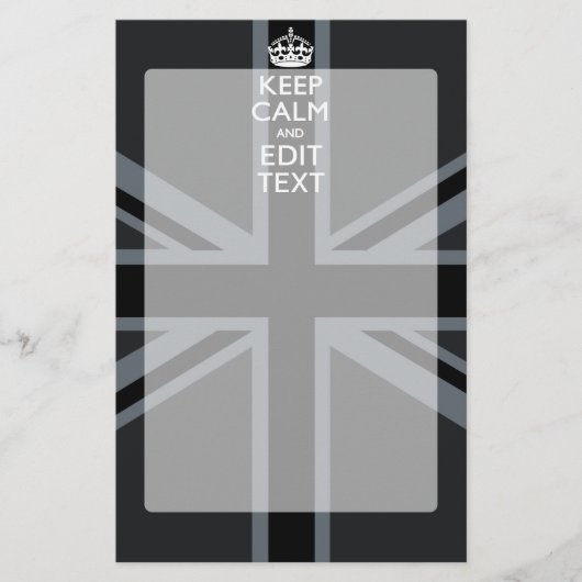 黒はっきりした黒の保Calm Your Text Union Jack 便箋 (正面)