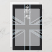 黒はっきりした黒の保Calm Your Text Union Jack 便箋 (正面/裏面)