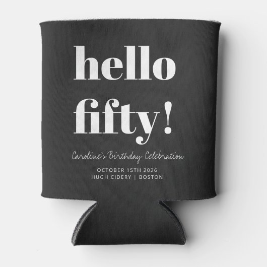 黒はっきりした50モダン番目の誕生日カスタムクーラーボックス 缶クーラー (正面)
