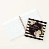 黒はっきりした、アイボリーストライプ、フローラウェディングプランナー ノートブック (内部)