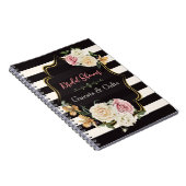 黒はっきりした、アイボリーストライプ、フローラゲストとギフト ノートブック (右側)