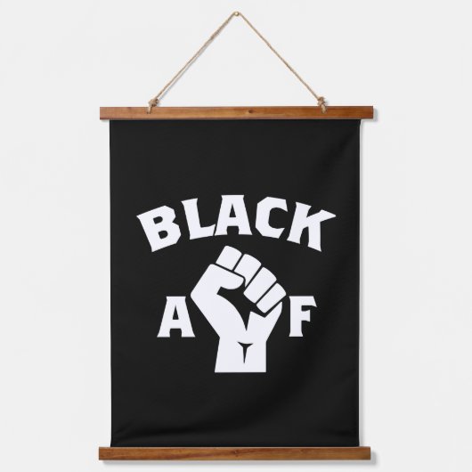 黒はっきりしたAFワードアートフィスト 吊り下げ型タペストリー (正面)