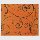黒はオレンジラッピングペーパーで渦巻きます ラッピングペーパー (フラット)