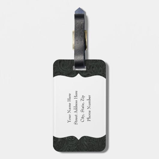 黒はレザールックの荷物のラベルに用具を使いました ラゲッジタグ (裏面縦)