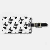 黒は三色のウェルシュコーギーの先頭に立ちました ラゲッジタグ (正面横)