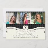 黒は写真の卒業パーティーの発表に点を打ちます 招待状 (裏面)