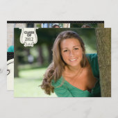 黒は写真の卒業パーティーの発表に点を打ちます 招待状 (正面/裏面)