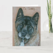 黒は日本人の秋田元の犬のポートレートに直面しました カード (正面)