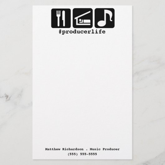 黒は睡眠音楽アイコンを食べます 便箋 (正面)