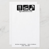 黒は睡眠音楽アイコンを食べます 便箋 (正面/裏面)