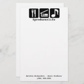 黒は睡眠音楽アイコンを食べます 便箋 (正面/裏面)