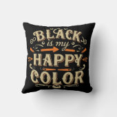 「黒は私のハッピーカラー」タイポグラフィアート クッション (裏面)