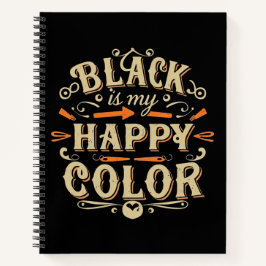 「黒は私のハッピーカラー」タイポグラフィアート ノートブック