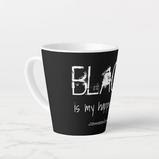 黒は私の幸せな色です-パーソナライズされたあなたの名前は カフェラテマグ (左アングル)