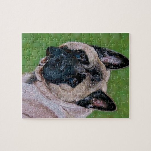 黒は秋田かわいい犬のポートレートの芸術に直面しました ジグソーパズル (横)