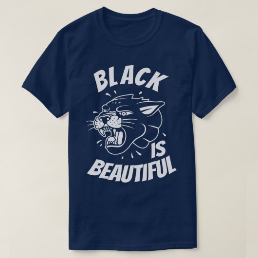 黒は美しいヒョウ黒猫 Tシャツ (デザイン正面)