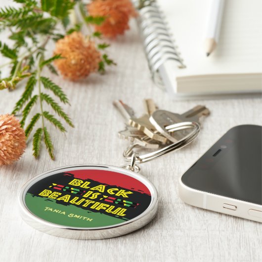 黒は美しい贈り物、名前をカスタムする パーソナライズされた キーホルダー (側面)