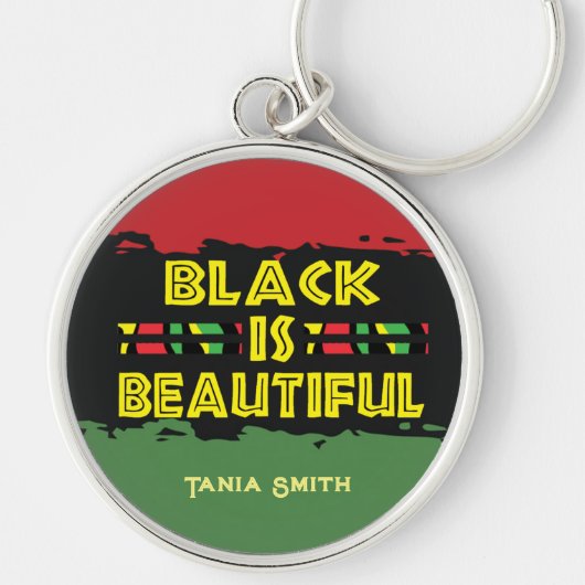 黒は美しい贈り物、名前をカスタムする パーソナライズされた キーホルダー (正面)