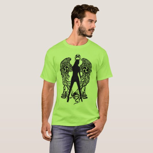 黒は蛇の天使のワイシャツを浮彫りにします Tシャツ (正面フル)