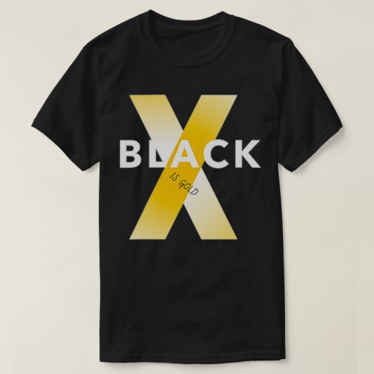 黒は金ゴールド Tシャツ (デザイン正面)