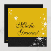 黒はQuinceañera Mucho Graciasのメッセージカードを主演します サンキューカード (正面/裏面)