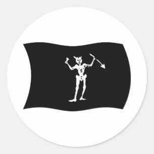 黒ひげの旗ステッカー ラウンドシール