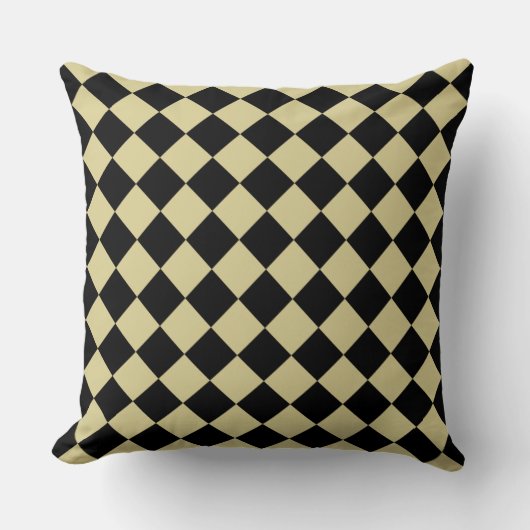 黒ひし市松模様に形パターン クッション (正面)