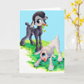 黒ひつじ 白ひつじ カード (黄色い花)