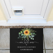 黒ひまわりユーカリの緑の名前mr mrs ドアマット