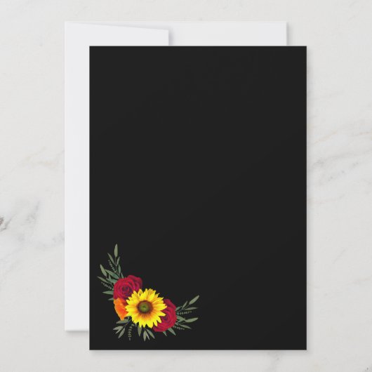 黒ひまエレガントフラワーブルゴーニュバラ結婚ズ 招待状 (裏面)