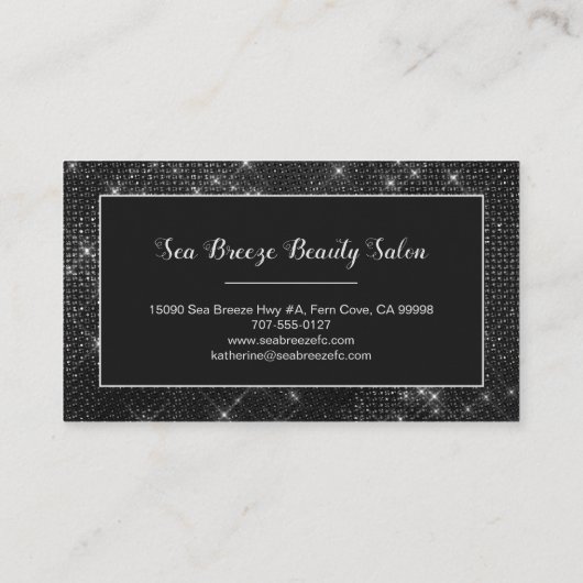 黒ひガーリーし形スパークルグラムシックモノグラム 名刺 (裏面)