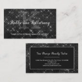 黒ひガーリーし形スパークルグラムシックモノグラム 名刺 (正面/裏面)