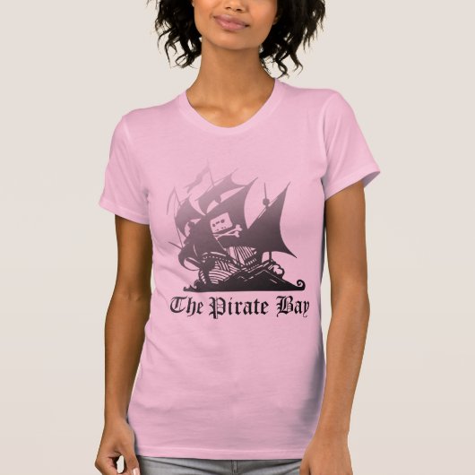 黒への海賊湾の灰色 Tシャツ (正面)