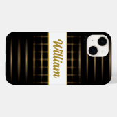 黒ぼやけ線の金の線とカスタム文字 Case-Mate iPhoneケース (裏面 (横))