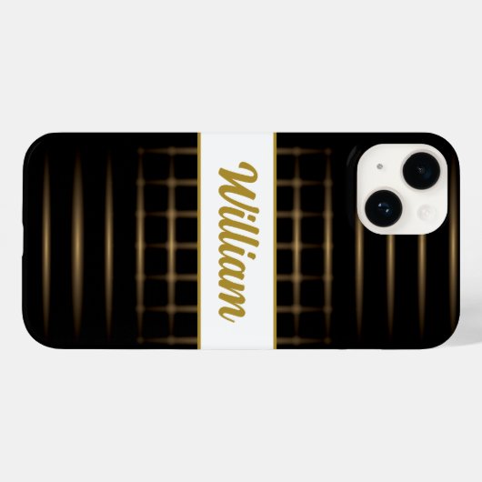黒ぼやけ線の金の線とカスタム文字 Case-Mate iPhoneケース (裏面 (横))
