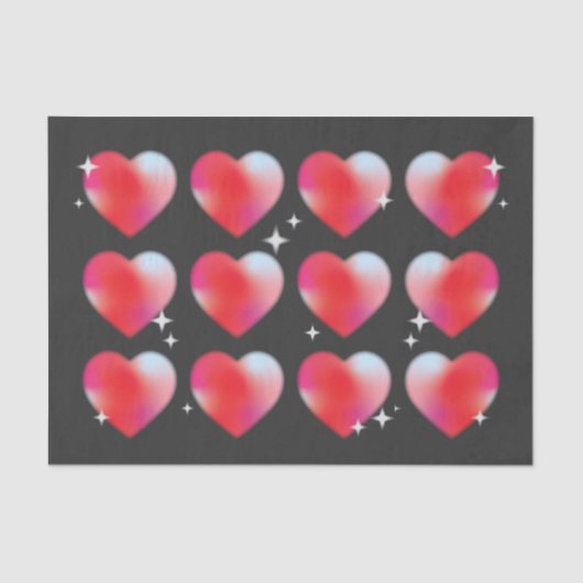 黒ぼやけ色のハートと星 薄葉紙 (正面)