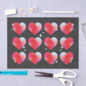 黒ぼやけ色のハートと星 薄葉紙 (クラフト)