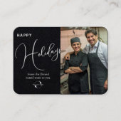 黒またはグレー。会社のロゴ、写真、あいさつ 名刺 (正面)