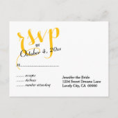 黒または任意の色の筆記体RSVPの結婚応答 インビテーションポストカード (裏面)