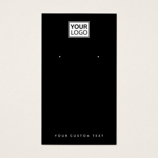 黒または任意の色を追加ロゴのイヤリングディスプレイカード (正面)