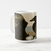 黒または波のアヒル コーヒーマグカップ (正面左)