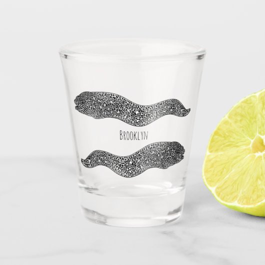 黒まだらウナギの漫画イラストレーション ショットグラス (正面)
