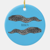 黒まだらウナギの漫画イラストレーション セラミックオーナメント (裏面)