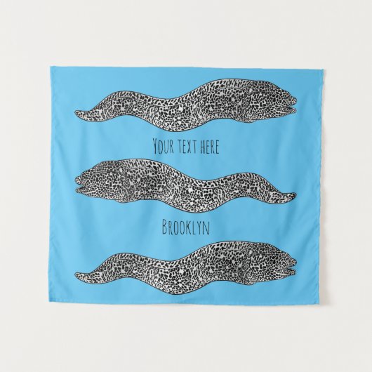 黒まだらウナギの漫画イラストレーション タペストリー (正面(横))