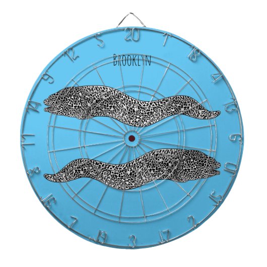 黒まだらウナギの漫画イラストレーション ダーツボード (正面)