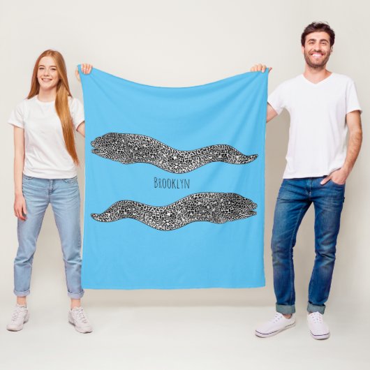 黒まだらウナギの漫画イラストレーション フリースブランケット (インサイチュ)