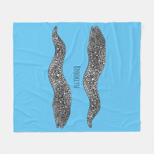 黒まだらウナギの漫画イラストレーション フリースブランケット