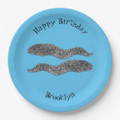 黒まだらウナギの漫画イラストレーション ペーパープレート (正面)