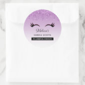 黒まつ毛と紫のグリッターキャンドル香 ラウンドシール (バッグ)